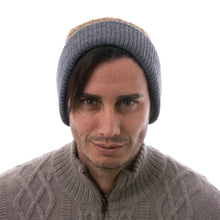 Load image into Gallery viewer, Men&#39;s Reversible Grey and Brown Alpaca Blend Hat from Peru - The Bells of Huancayo | NOVICA
