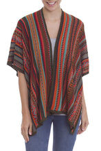 Load image into Gallery viewer, Multi-Color Striped Knit Layering Ruana - Desert Strata | NOVICA

