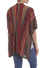 Load image into Gallery viewer, Multi-Color Striped Knit Layering Ruana - Desert Strata | NOVICA
