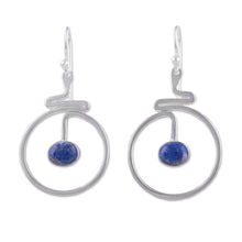 Load image into Gallery viewer, Round Lapis Lazuli Dangle Earrings from Peru - Swirling Moons | NOVICA
