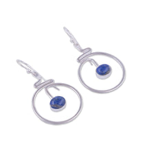 Load image into Gallery viewer, Round Lapis Lazuli Dangle Earrings from Peru - Swirling Moons | NOVICA
