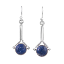 Load image into Gallery viewer, Lapis Lazuli and Sterling Silver Earrings from Peru - Killa Moon | NOVICA
