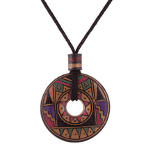 Load image into Gallery viewer, Peruvian Handmade Ceramic Pendant Necklace in Jewel Tones - Sun Princess | NOVICA
