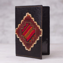 Load image into Gallery viewer, Dark Brown Leather Passport Cover with Incan Cross Design - Inca Traveler | NOVICA
