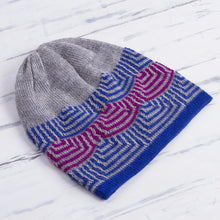 Load image into Gallery viewer, Reversible 100% Alpaca Hat in Royal Blue from Peru - Quechua Style | NOVICA
