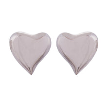 Load image into Gallery viewer, Handcrafted Sterling Silver Heart-Shaped Stud Earrings - Freeform Love | NOVICA
