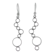 Load image into Gallery viewer, Peruvian Sterling Silver Dangle Earrings with Circle Shapes - Bubble Waterfall | NOVICA
