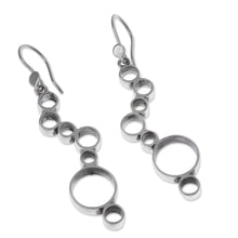 Load image into Gallery viewer, Peruvian Sterling Silver Dangle Earrings with Circle Shapes - Bubble Waterfall | NOVICA
