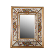 Load image into Gallery viewer, Floral Reverse-Painted Glass Wall Mirror from Peru - Regal Majesty | NOVICA
