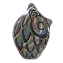 Load image into Gallery viewer, Chulucanas Ceramic Owl Figurine in Green from Peru - Green Chulucanas Sentinel | NOVICA
