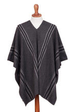 Load image into Gallery viewer, Men&#39;s Alpaca Blend Poncho in Graphite from Peru - Chic Andes in Graphite | NOVICA
