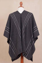 Load image into Gallery viewer, Men&#39;s Alpaca Blend Poncho in Graphite from Peru - Chic Andes in Graphite | NOVICA
