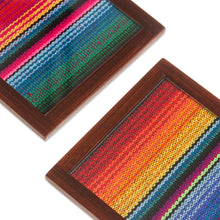 Load image into Gallery viewer, Glass and Wood Coasters with Woven Accent (Set of 4) - Andean Muse | NOVICA
