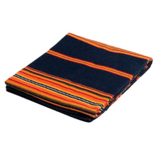 Load image into Gallery viewer, Handwoven Alpaca Blend Throw in Midnight and Sunrise - Inca Comfort | NOVICA
