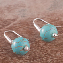 Load image into Gallery viewer, Sterling Silver Recon. Turquoise Dangle Earrings from Peru - Turquoise Mystic | NOVICA
