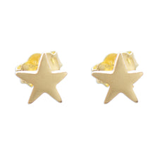 Load image into Gallery viewer, 18k Gold Plated Sterling Silver Star Stud Earrings from Peru - Wondrous Stars | NOVICA
