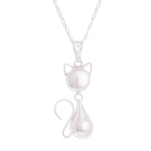 Load image into Gallery viewer, Peruvian Cat Sterling Silver Pendant Necklace - Delightful Cat | NOVICA
