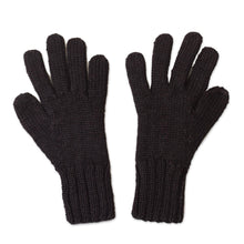 Load image into Gallery viewer, 100% Alpaca Knit Gloves in Black from Peru - Winter Delight in Black | NOVICA
