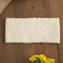 Load image into Gallery viewer, Off-White 100% Baby Alpaca Honeycomb Pattern Knit Headband - Wavelength in Alabaster | NOVICA
