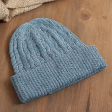 Load image into Gallery viewer, Robin&#39;s Egg Blue 100% Alpaca Soft Cable Knit Hat from Peru - Comfy in Blue | NOVICA
