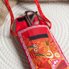 Load image into Gallery viewer, Embroidered Eyeglasses Bag in Chili from Peru - Embellished Beauty in Chili | NOVICA
