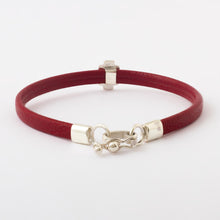 Load image into Gallery viewer, Red Faux Leather Unity Bracelet with Sterling Silver 4 mm - Red Chacana Unity | NOVICA
