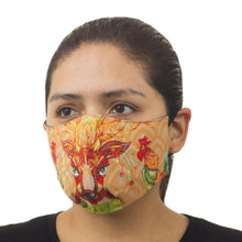 Load image into Gallery viewer, 3-Layer Cotton Blend Nose Clip Animal Print Masks (Pair) - Fantasy Animals | NOVICA

