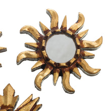 Load image into Gallery viewer, Mirrored Wall Accents with Sun Shapes (Set of 3) - Ancient Suns in Bronze | NOVICA
