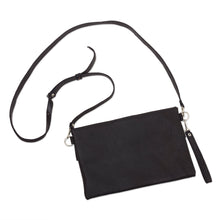 Load image into Gallery viewer, Versatile Leather Geometric Sling Bag from Peru - Mystic Black | NOVICA
