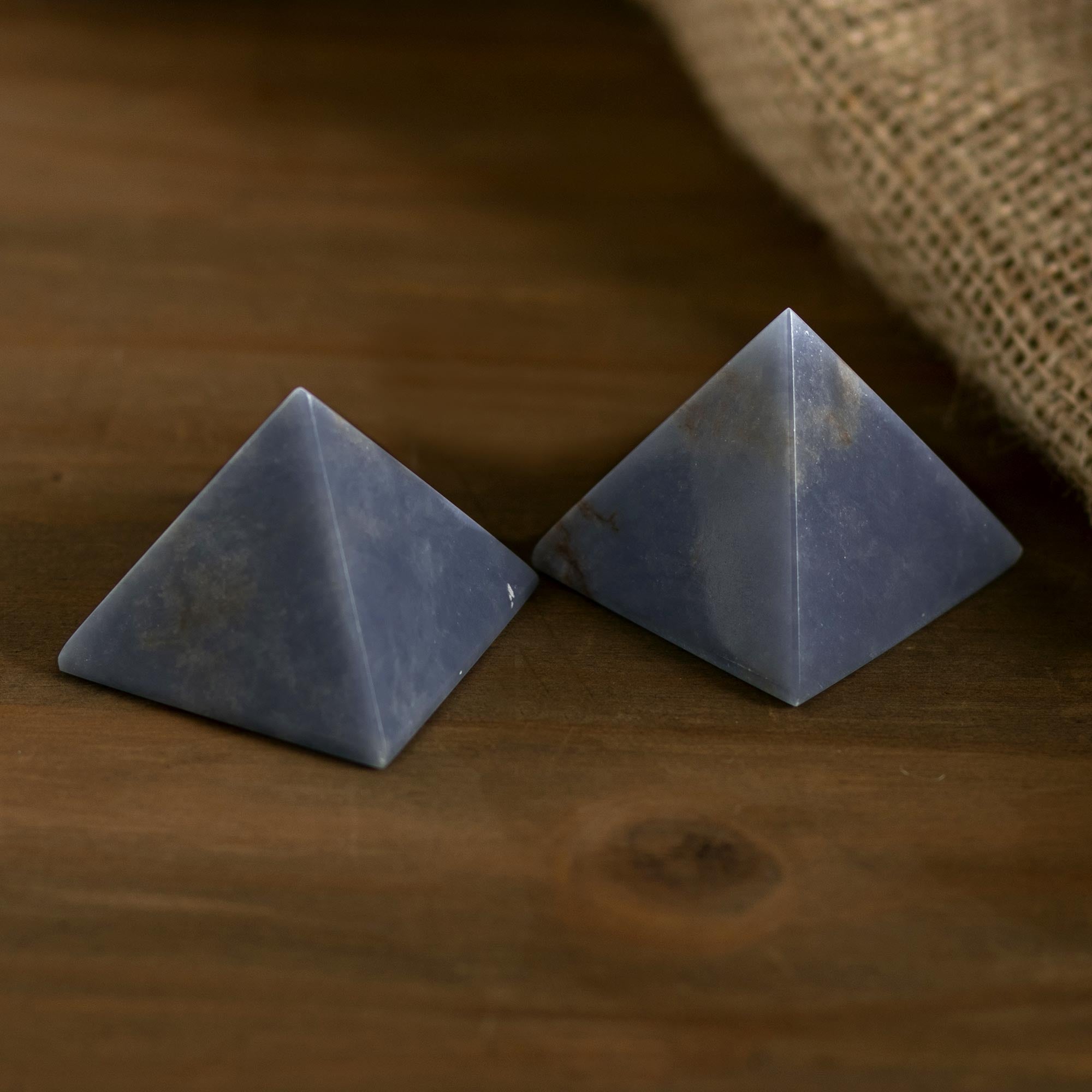 Angelite Pyramid UNDISCOVERED Artisan Box | Angelite Pyramid Sculptures (Set of 2) from ...