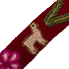 Load image into Gallery viewer, Wool Belt with Llama Embroidery - Llamas on Claret | NOVICA
