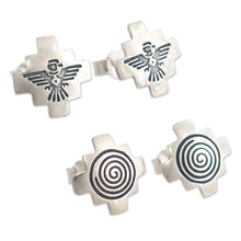 Load image into Gallery viewer, 950 Silver Andean Stud Earrings (2 Pairs) - Andean Cosmovision | NOVICA
