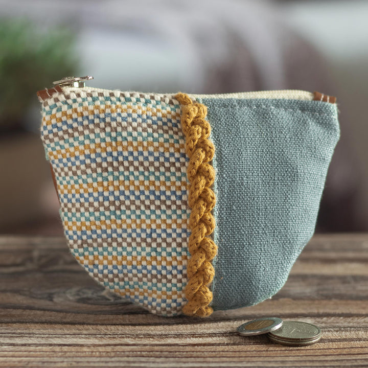 Hand Woven Coin Purse with Braid Detail 'Honey Braid' | NOVICA
