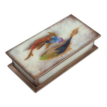 Load image into Gallery viewer, Fish Themed Reverse-Painted Glass Box - Ocean Harmony in White | NOVICA
