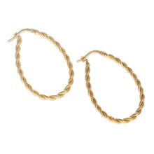 Load image into Gallery viewer, Classic Twist Artisan Crafted Gold Plated Hoop Earrings - Times Two | NOVICA
