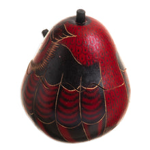 Load image into Gallery viewer, Dried Mate Gourd Box Painted in an Owl Motif from Peru - Paunchy Red Owl | NOVICA
