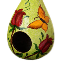 Load image into Gallery viewer, Spring Green Hand Painted Dried Gourd Birdhouse from Peru - Spring Green Condo | NOVICA
