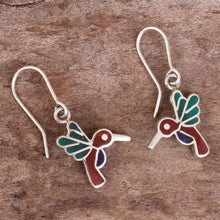 Load image into Gallery viewer, 950 Sterling Silver Hummingbird Dangle Earrings from Peru - Hummingbird Joy | NOVICA
