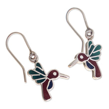 Load image into Gallery viewer, 950 Sterling Silver Hummingbird Dangle Earrings from Peru - Hummingbird Joy | NOVICA
