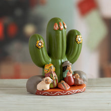 Load image into Gallery viewer, Handcrafted Ceramic Andean Nativity Scene from Peru - Cactus Flower Nativity | NOVICA
