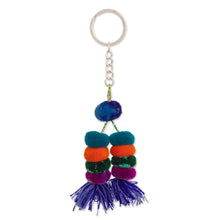 Load image into Gallery viewer, Multicolor Pompom Keychain from Peru - Colorful Tails | NOVICA
