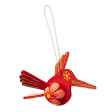 Load image into Gallery viewer, Red Hand-Painted Hummingbird Hanging Ornament - Hummingbird Red | NOVICA
