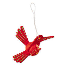 Load image into Gallery viewer, Red Hand-Painted Hummingbird Hanging Ornament - Hummingbird Red | NOVICA
