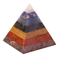 Load image into Gallery viewer, Petite Multi-gemstone Seven Chakras Pyramid Statuette - Chakra Flow | NOVICA
