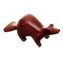 Load image into Gallery viewer, Otter Mini Figurine Hand-Carved in Palo Sangre Wood - Playful Otter | NOVICA
