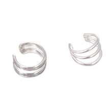 Load image into Gallery viewer, Polished Sterling Silver Modern Ear Cuffs Crafted in Peru - Resonance | NOVICA
