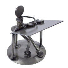 Load image into Gallery viewer, Recycled Metal and Auto Parts Drafting Table Sculpture - Rustic Architect | NOVICA
