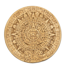Load image into Gallery viewer, Mexico Archaeological Ceramic Placque - Small Ochre Aztec Calendar | NOVICA
