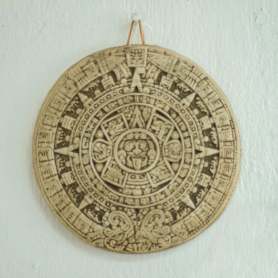 Small Beige Aztec Calendar