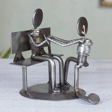 Load image into Gallery viewer, Recycled Metal Rustic Wedding Engagement Sculpture - Will You Marry Me? | NOVICA
